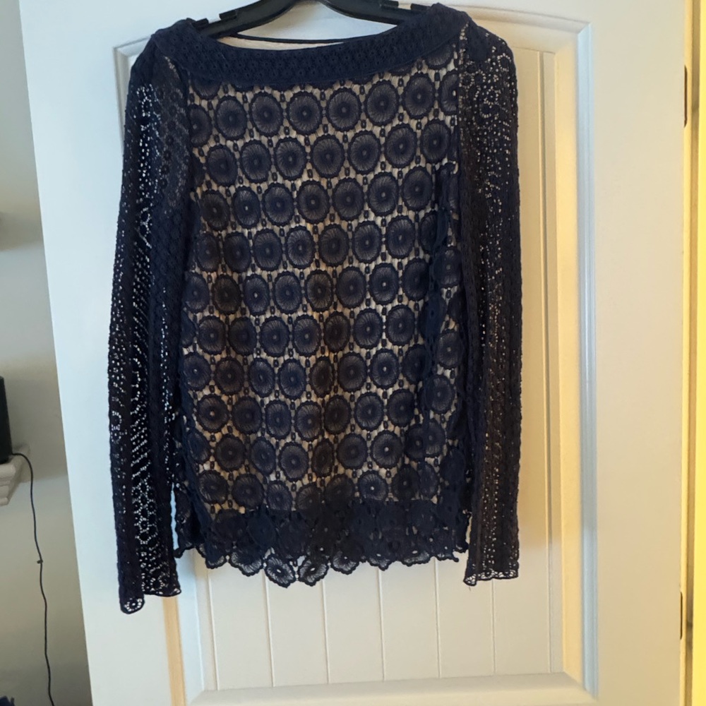 Tory Burch Navy Lace top